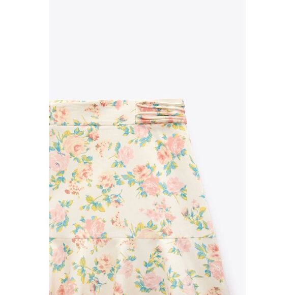 NWOT Zara High Waisted Flounced Hem Floral Print Mini Skirt, Size Large - Picture 11 of 14